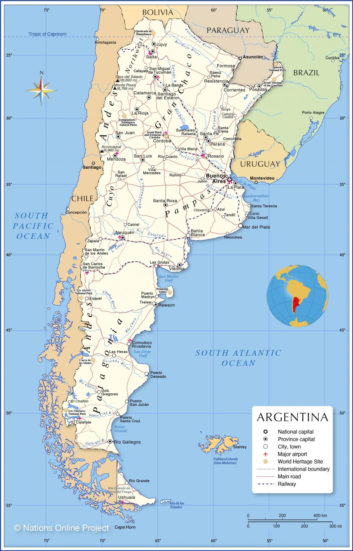 Mapa del país Argentina