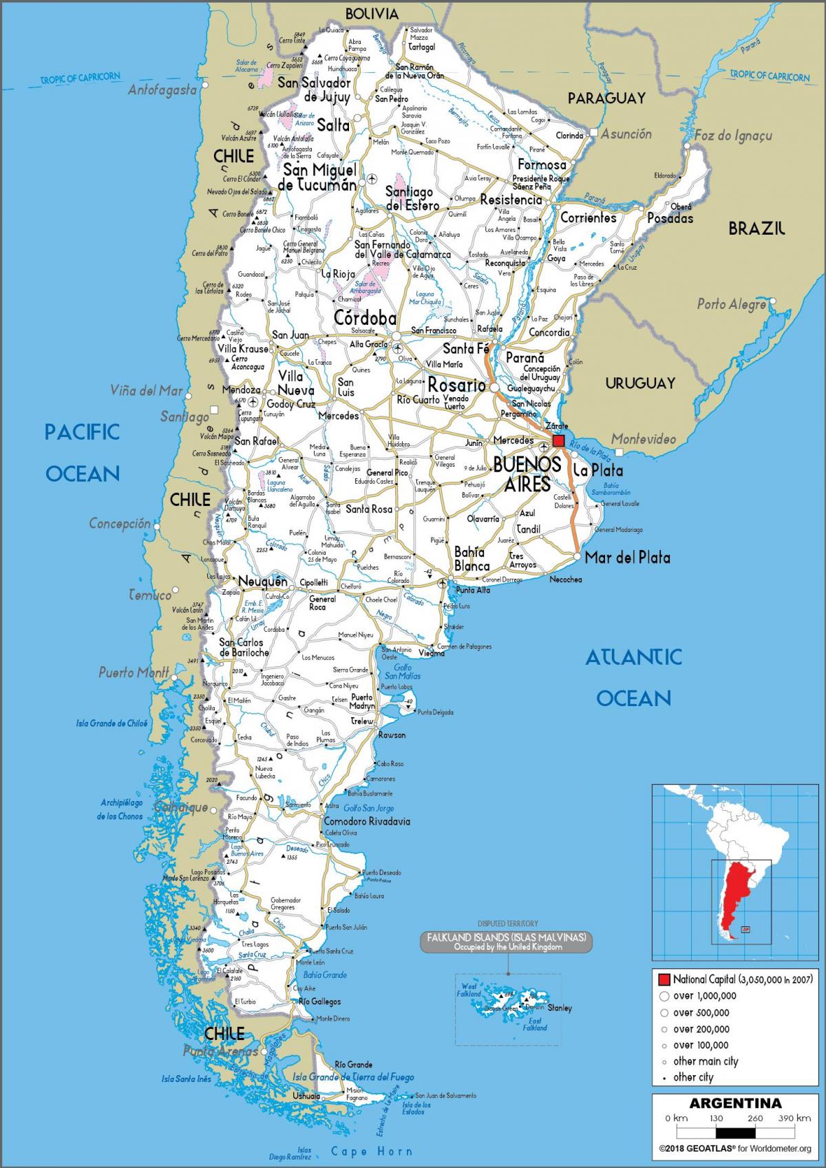 Mapa de conducción de Argentina