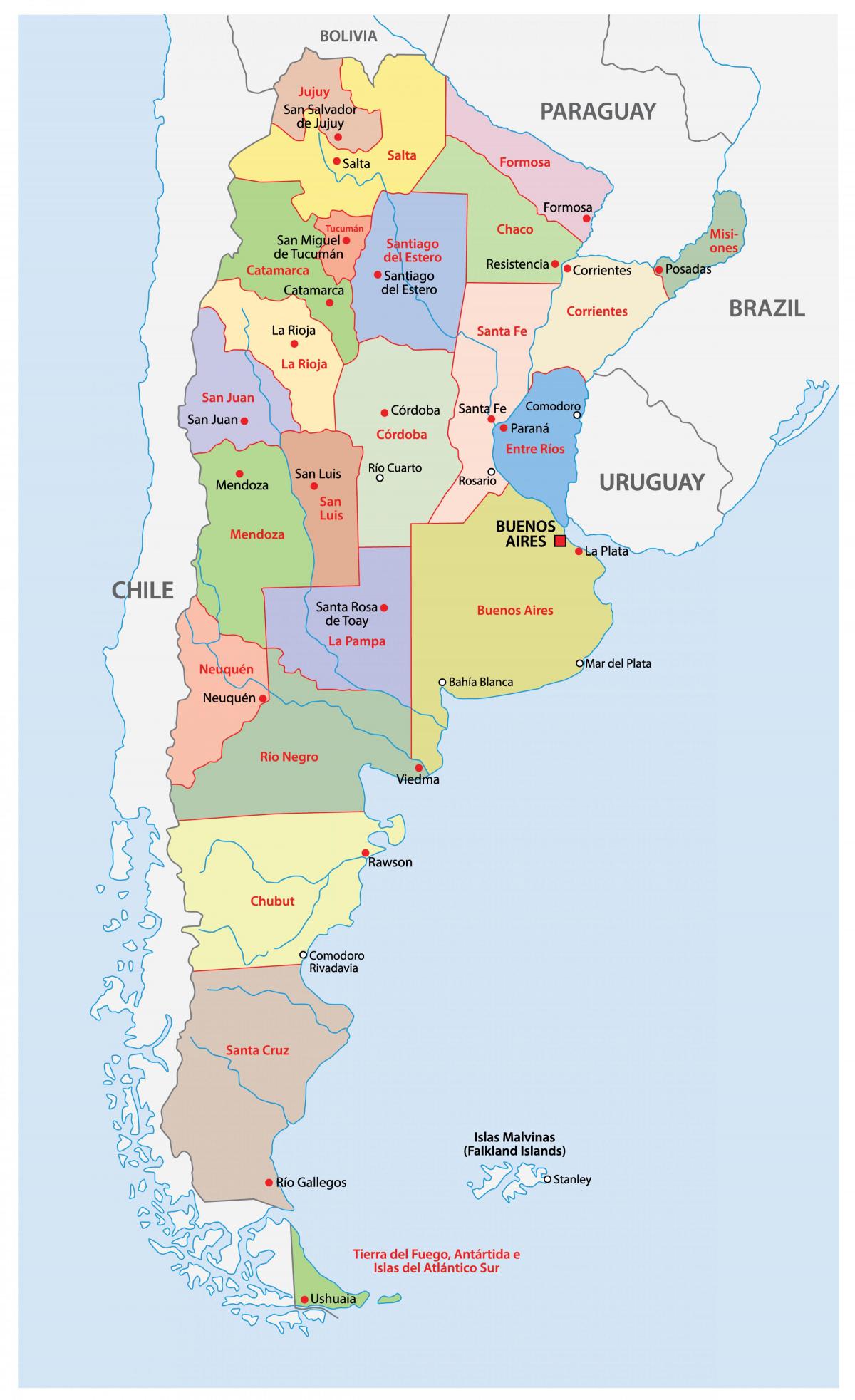 Mapa del estado de Argentina