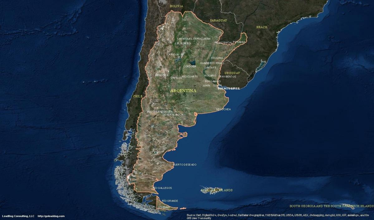 Mapa de la vista del cielo de Argentina